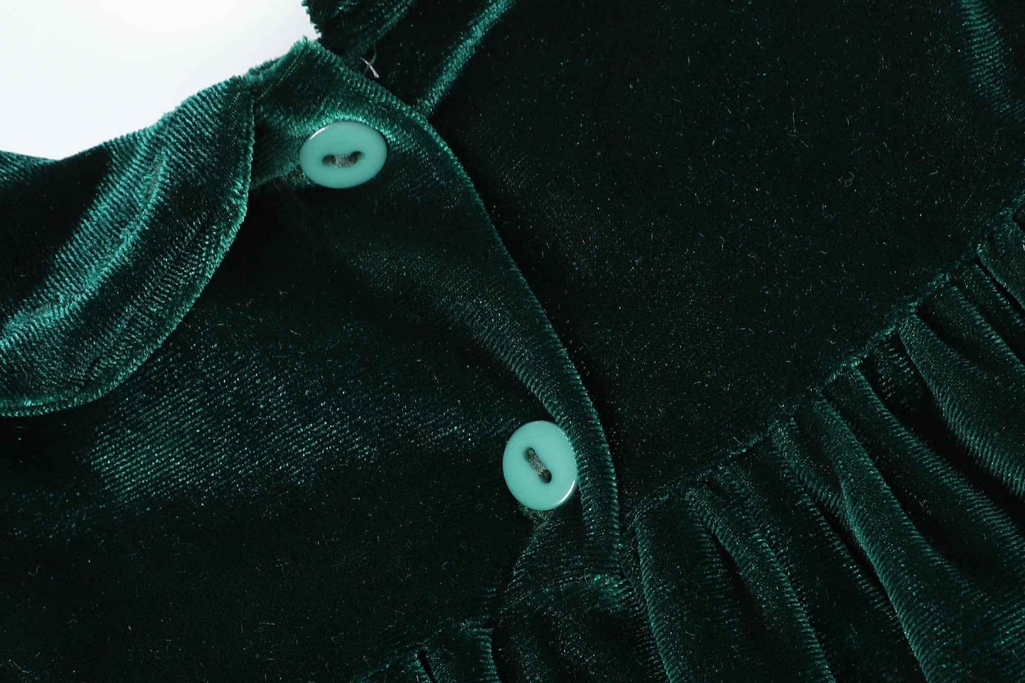 Green Velvet Ruffle Dress - Abbies Place