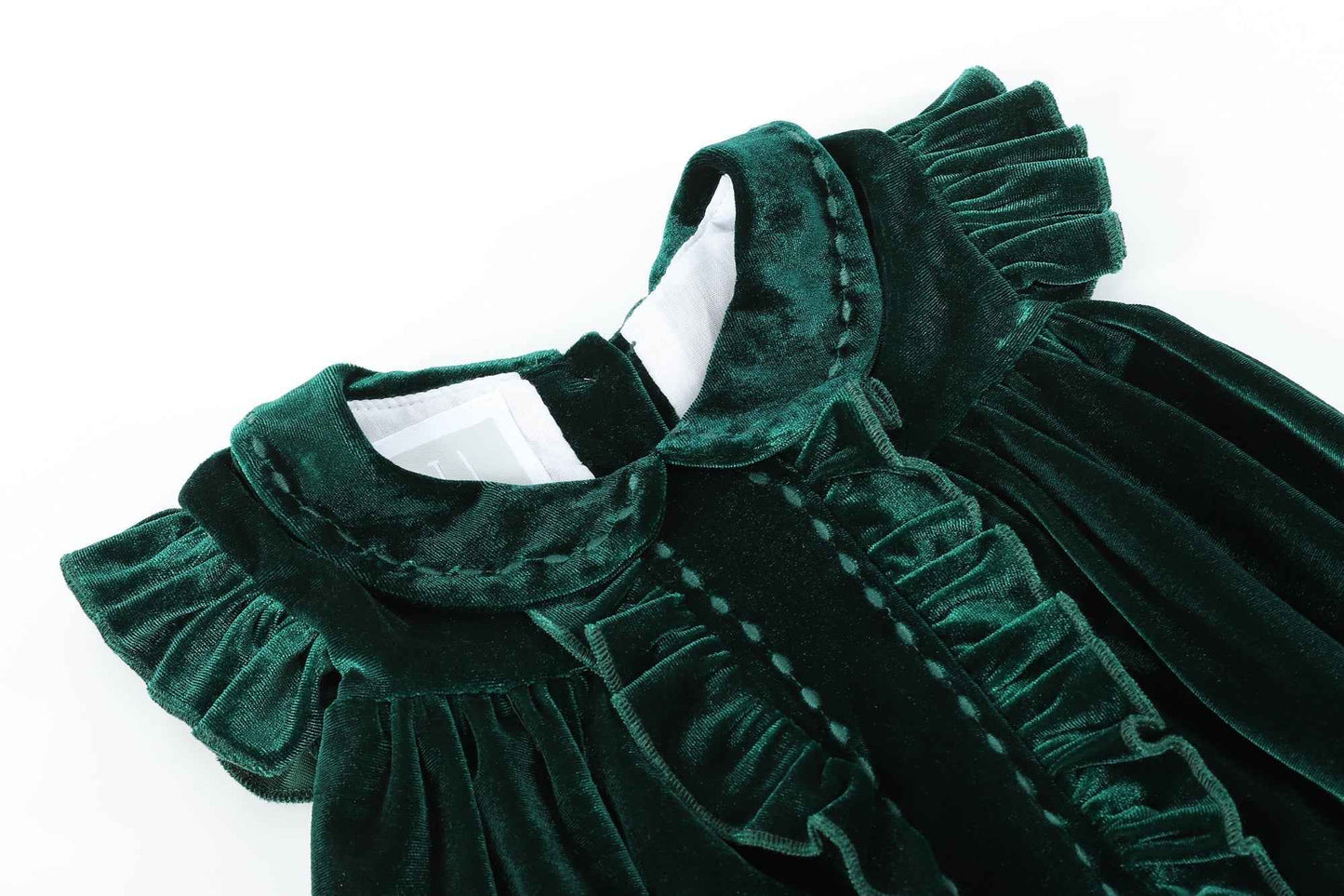 Green Velvet Ruffle Dress - Abbies Place