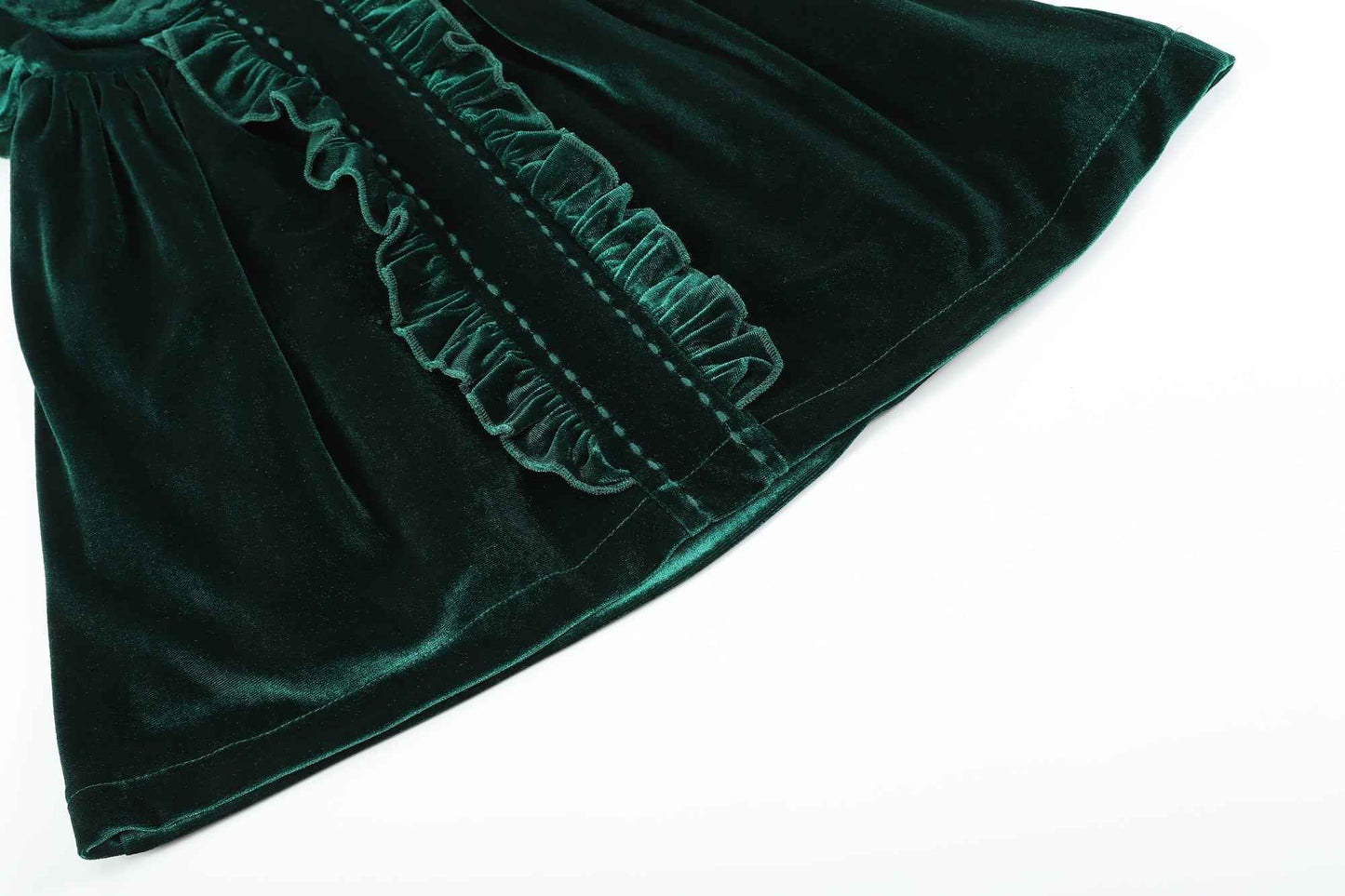 Green Velvet Ruffle Dress - Abbies Place
