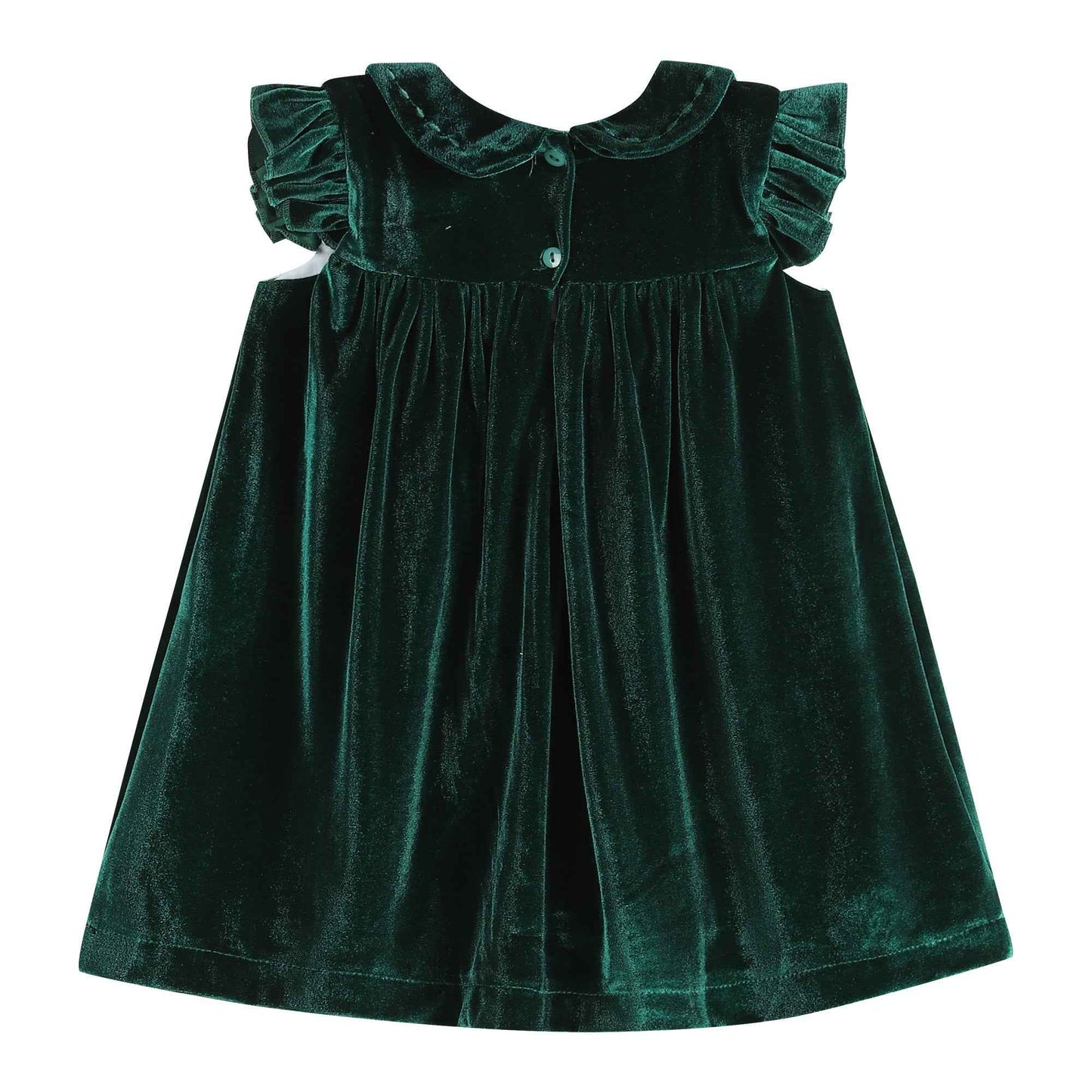 Green Velvet Ruffle Dress - Abbies Place