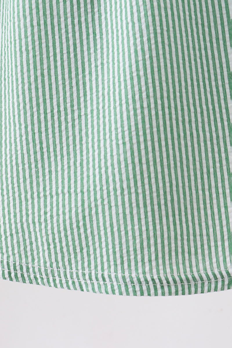 Green Watermelon Stripe Smocked Embroidered Seersucker Dress - Abbies Place