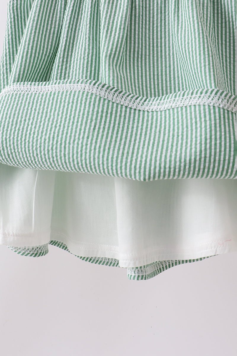 Green Watermelon Stripe Smocked Embroidered Seersucker Set - Abbies Place