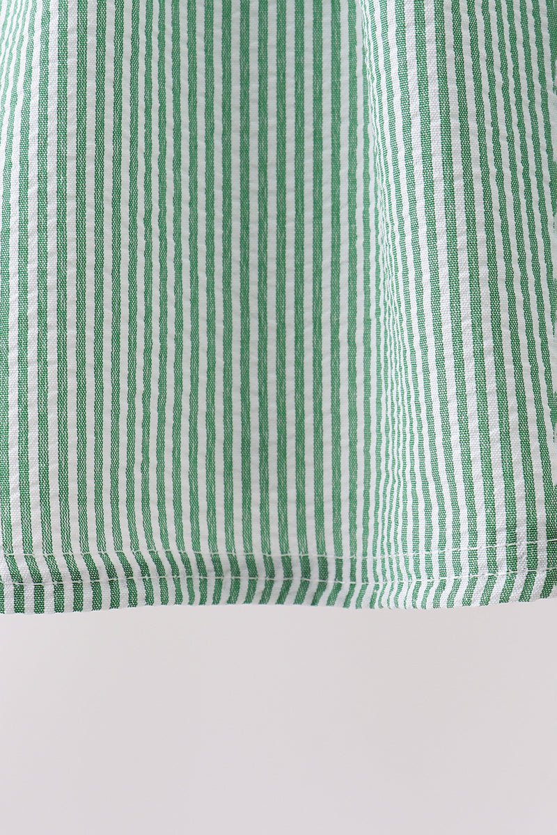 Green Watermelon Stripe Smocked Embroidered Seersucker Set - Abbies Place