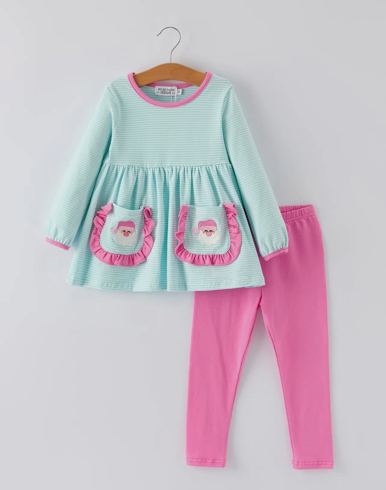 Holiday Fun Set: Striped Top with Santa Pockets - Abbies Place