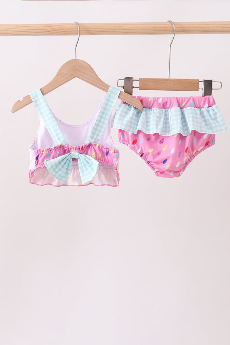 Hot Pink Umbrella Embroidered UPF Swim Set - Abbies Place