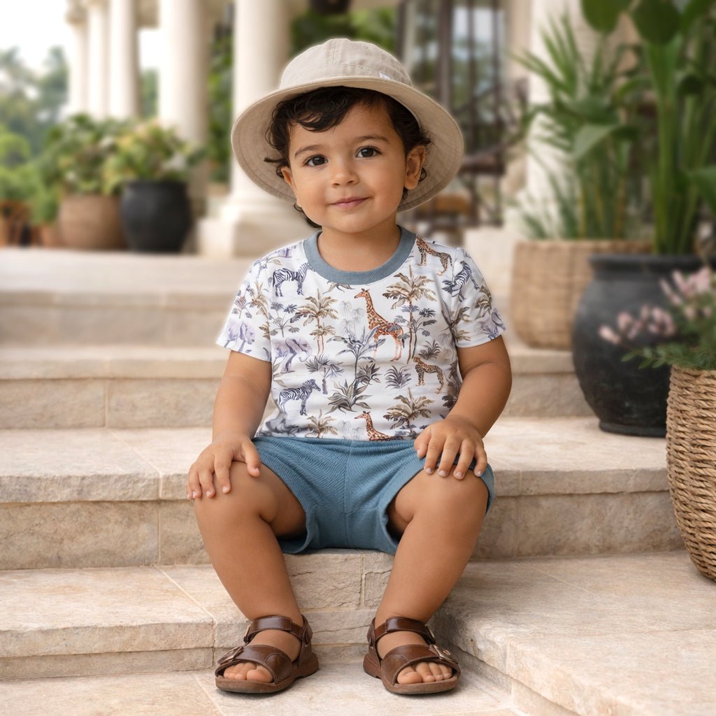 Jungle Safari Baby Boy Bamboo-Cotton Top & Shorts Set - Abbies Place