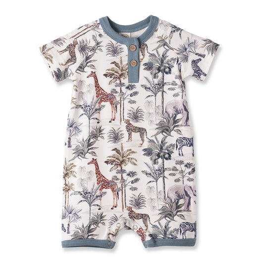 Jungle Safari Bamboo Baby Boy Shorty Romper - Abbies Place