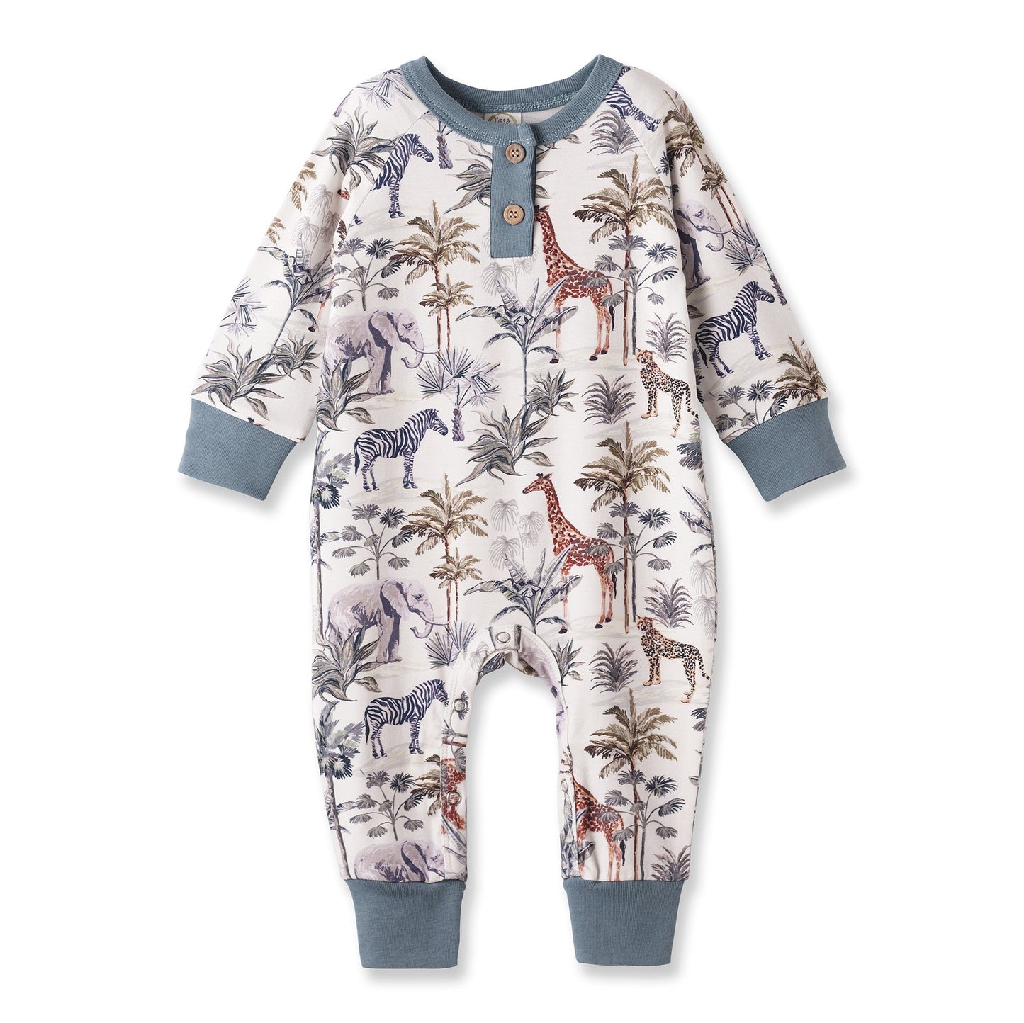 Jungle Safari Bamboo Henley Romper for Baby Boys - Abbies Place