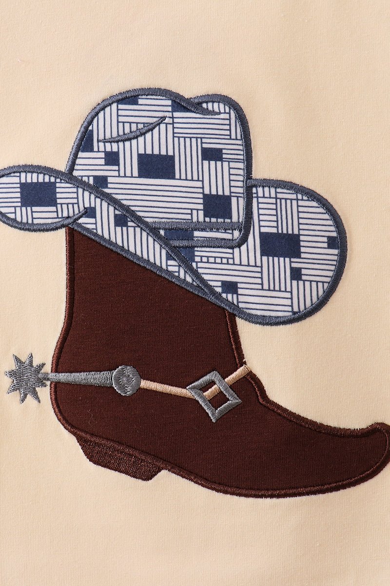 Khak boot applique top - Abbies Place