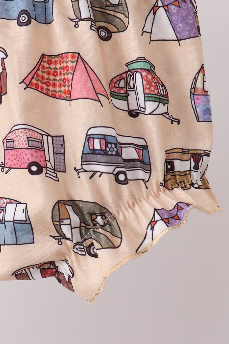 Khaki camper applique bow bloomer set - Abbies Place