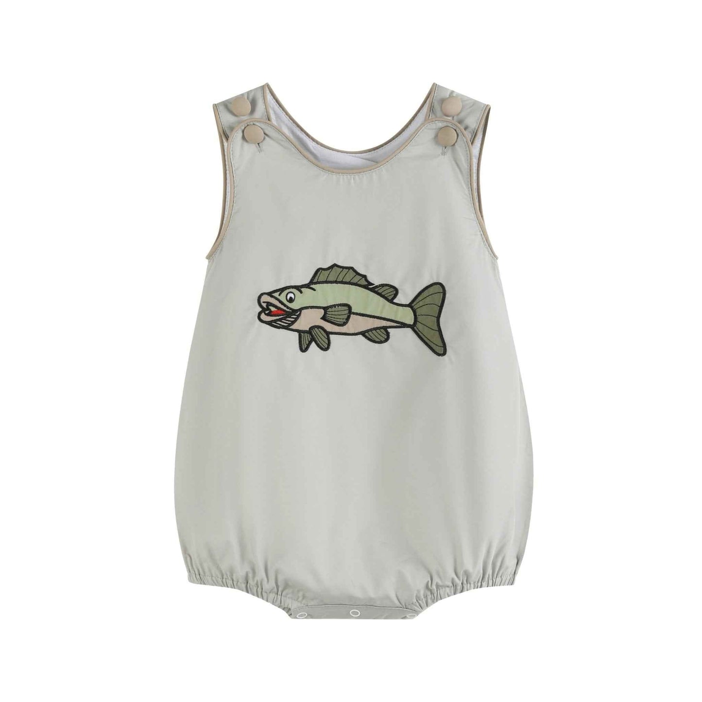 Khaki Green Fish Bubble Romper - Abbies Place