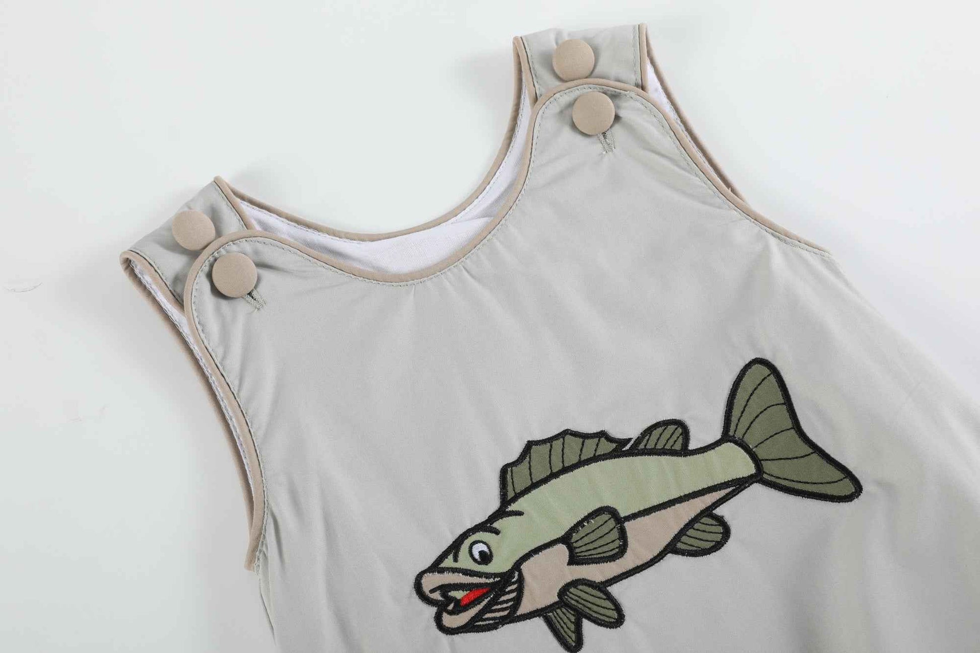 Khaki Green Fish Bubble Romper - Abbies Place