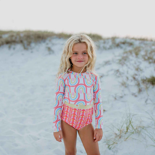 Lainey Zip Rash Rainbow Row Swimsuit - Abbies Place