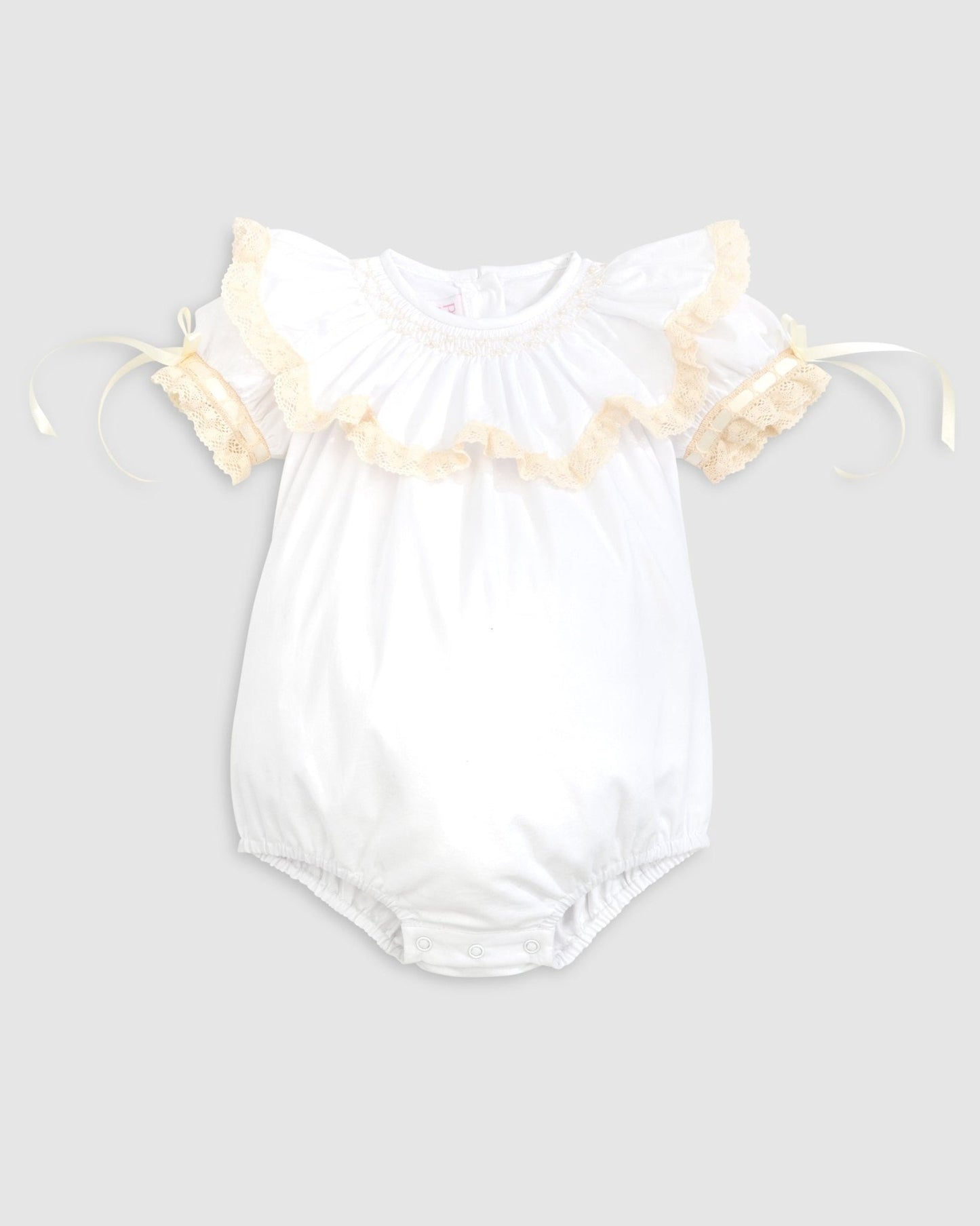 Lancaster Beaded Bishop Collar White Sleeved Girls' Heirloom Bubble - Abbies Place