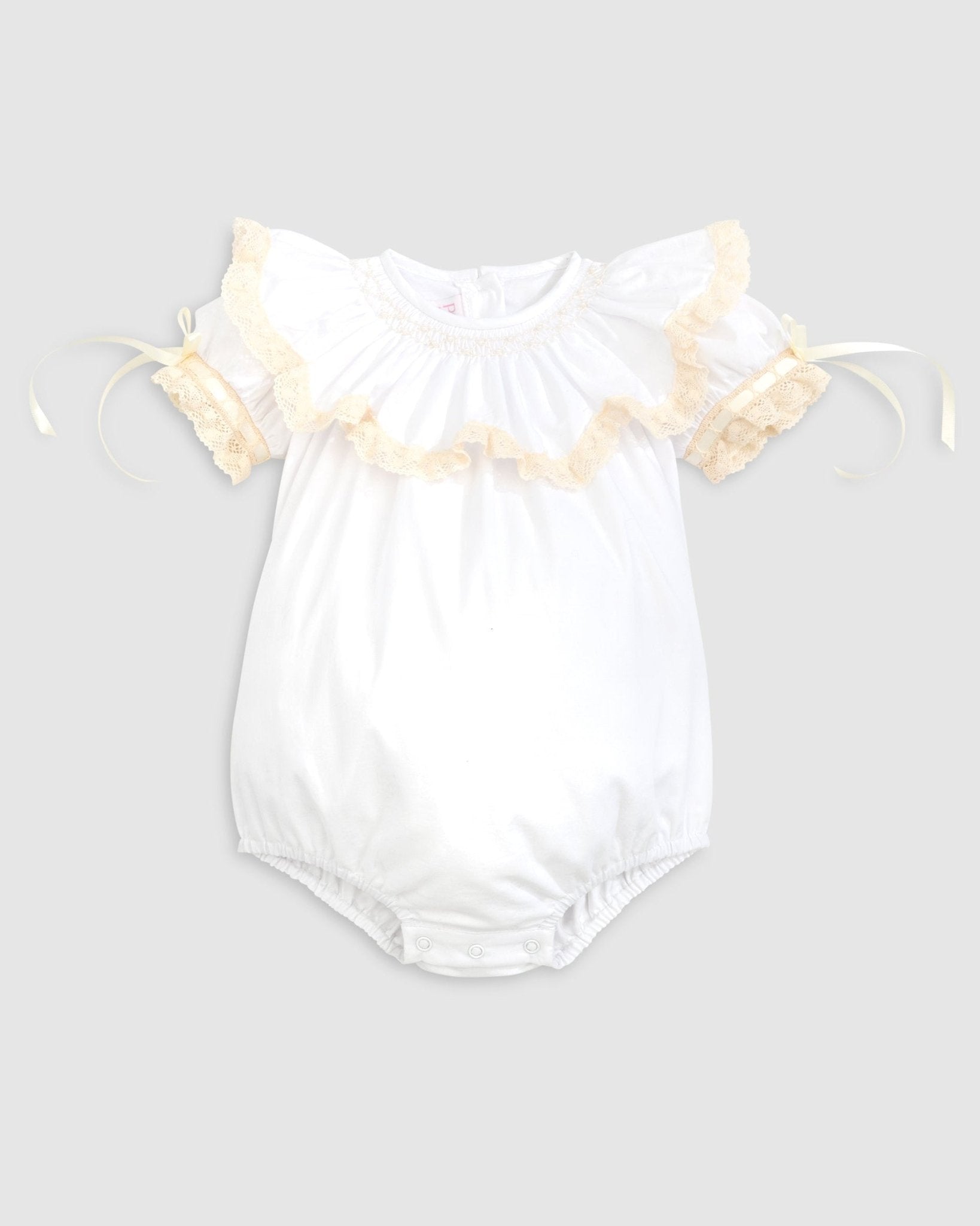 Lancaster Beaded Bishop Collar White Sleeved Girls' Heirloom Bubble - Abbies Place