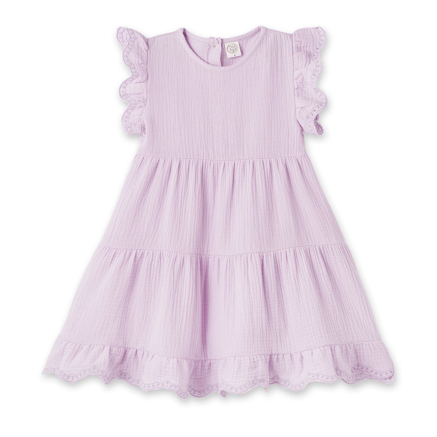 Lavender Eyelet Flutter Sleeve Gauze Easter Dress - Abbies Place