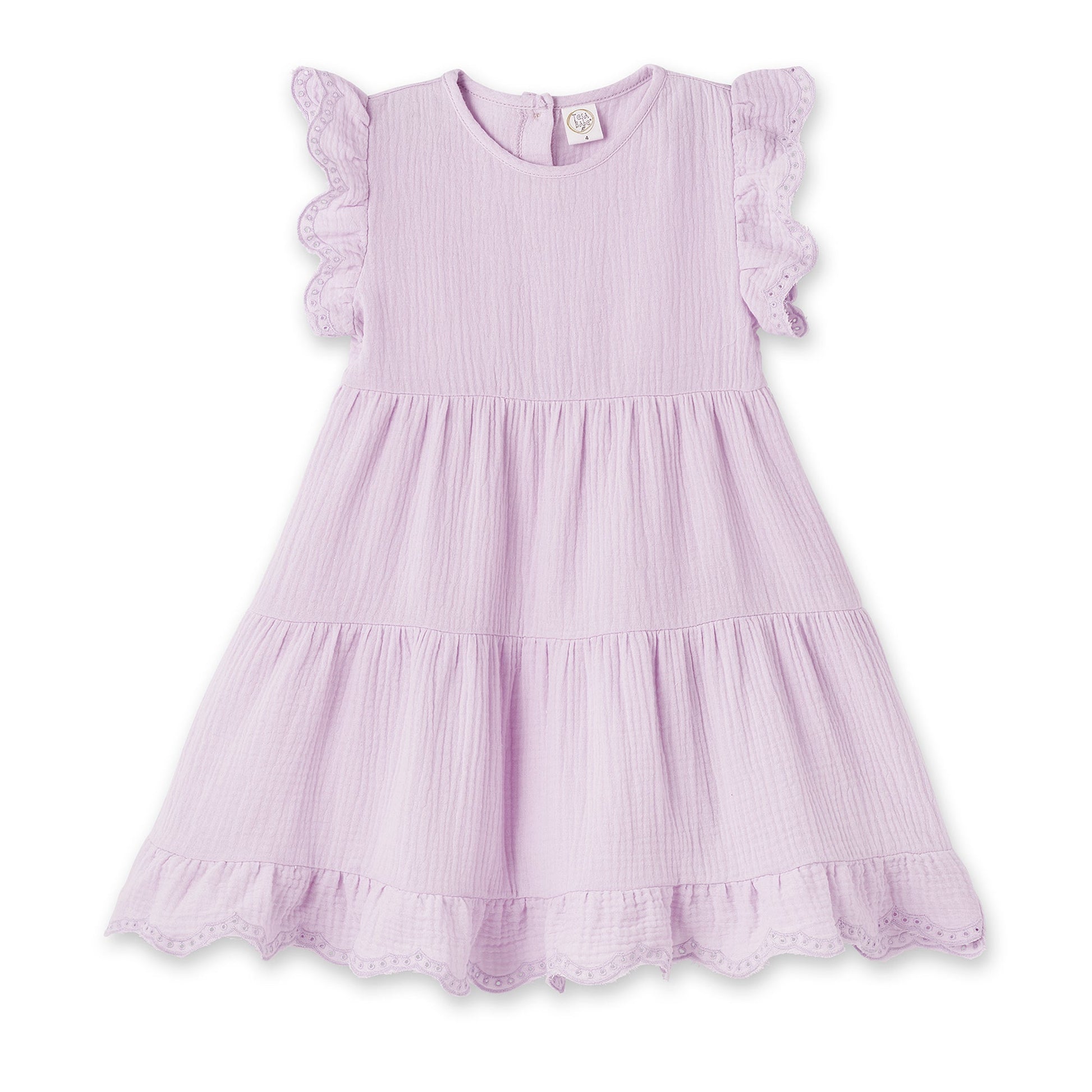 Lavender Eyelet Flutter Sleeve Gauze Easter Dress - Abbies Place