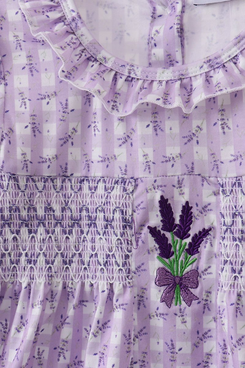 Lavender floral smocked ruffle bloomer set - Abbies Place