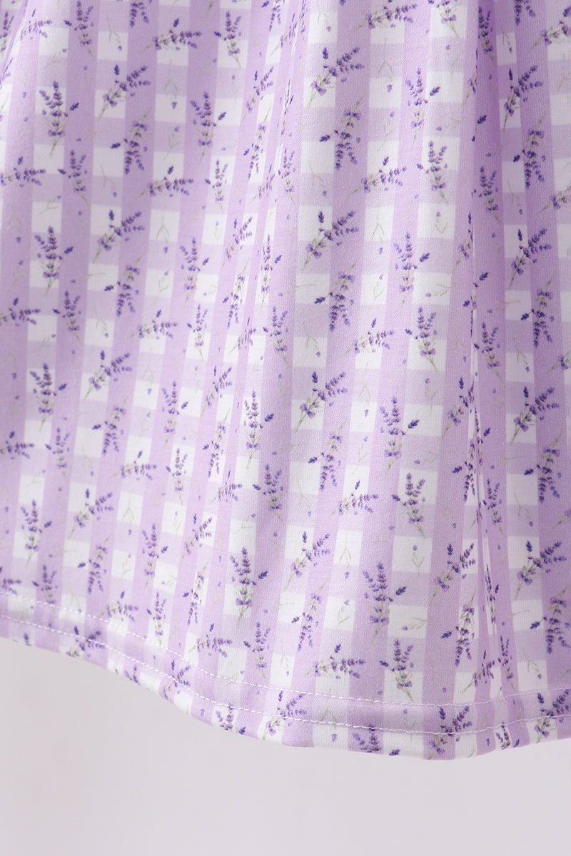 Lavender floral smocked ruffle dress - Abbies Place