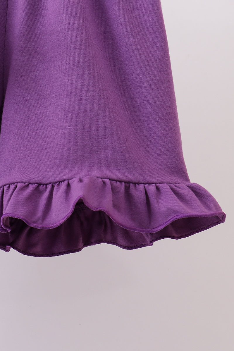 Lavender floral smocked ruffle shorts set - Abbies Place
