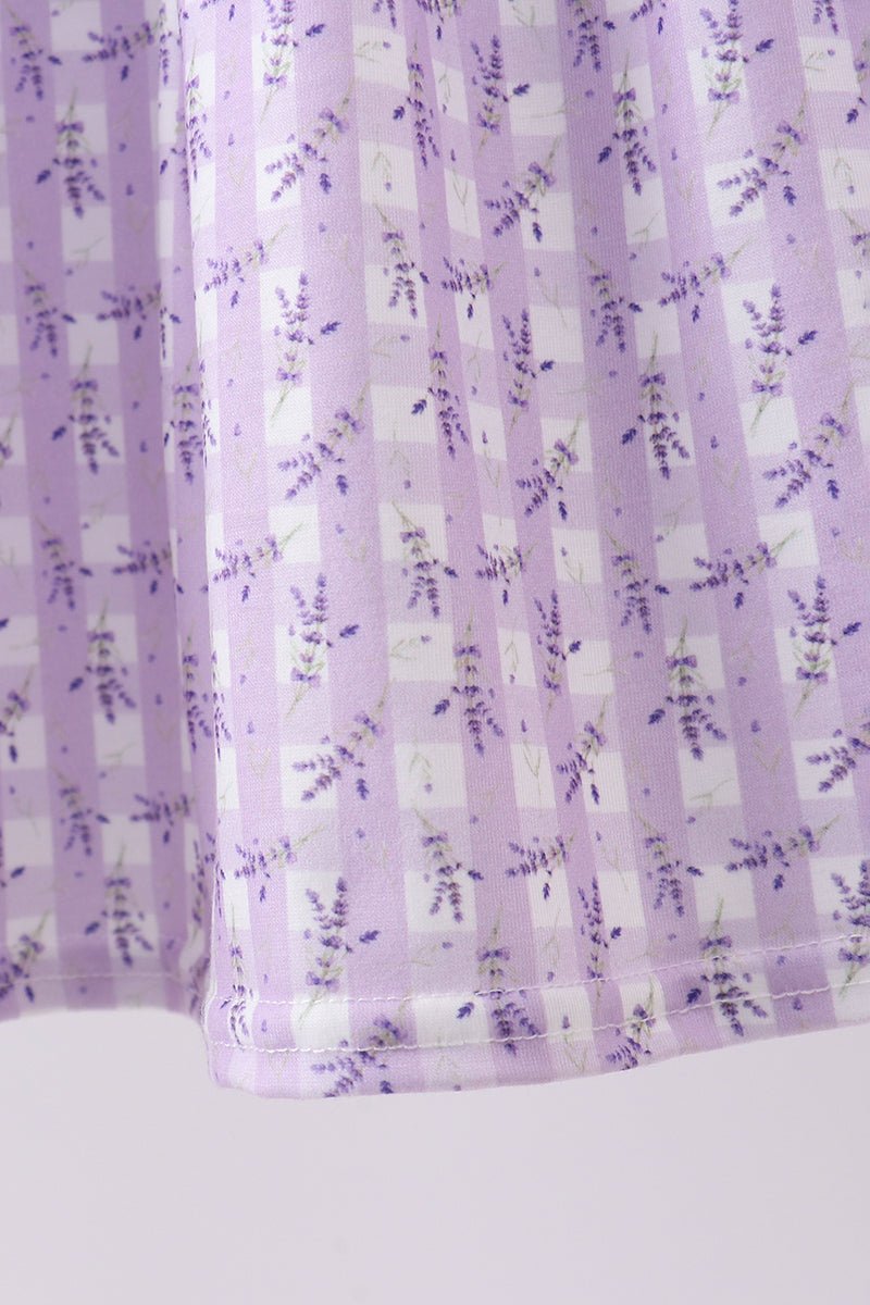 Lavender floral smocked ruffle shorts set - Abbies Place