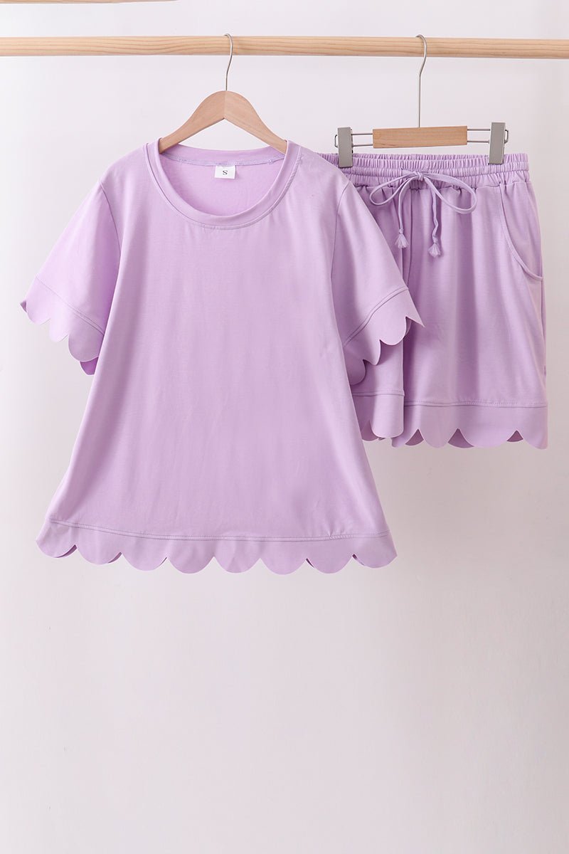Lavender scalloped mom&me shorts set - Abbies Place