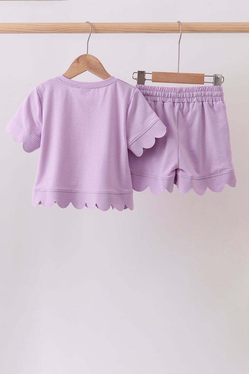 Lavender scalloped mom&me shorts set - Abbies Place