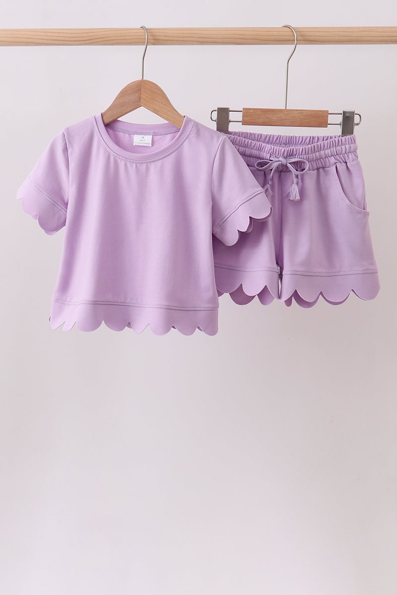 Lavender scalloped mom&me shorts set - Abbies Place