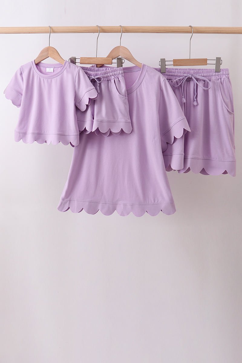Lavender scalloped mom&me shorts set - Abbies Place