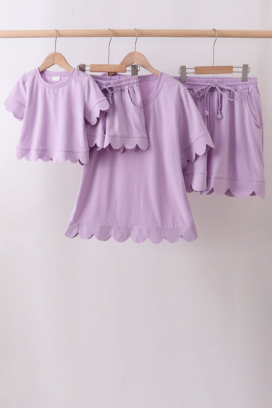 Lavender scalloped mom&me shorts set - Abbies Place