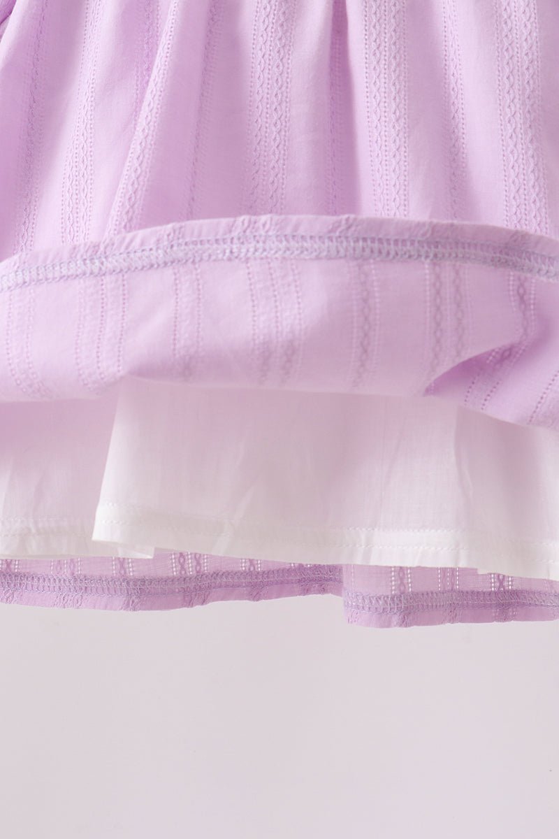 Lavender Smocked Embroidered Bow Jacquard Bloomer Set - Abbies Place