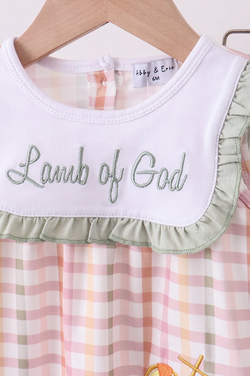 Lawb of god applique plaid bloomer set - Abbies Place