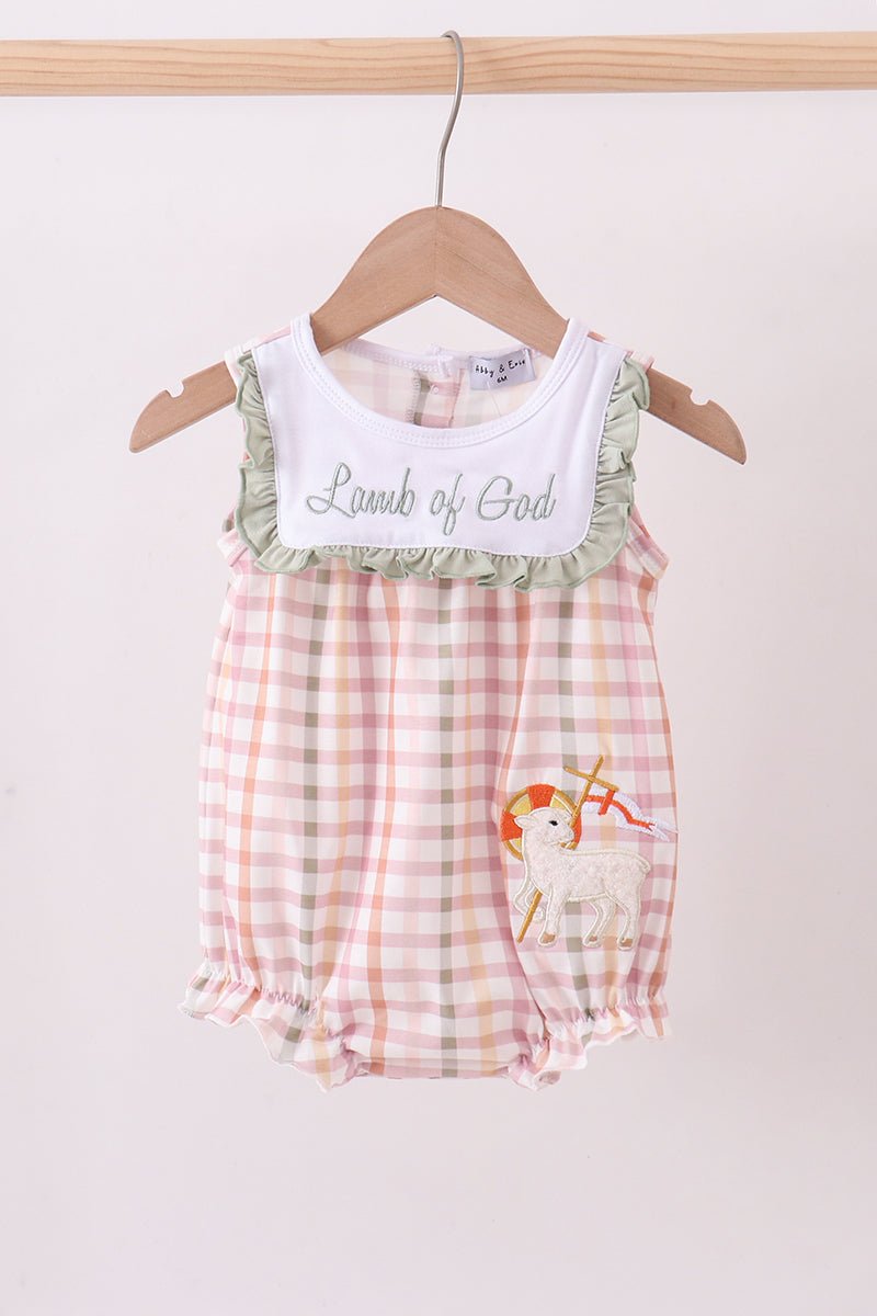 Lawb of god applique plaid bubble - Abbies Place