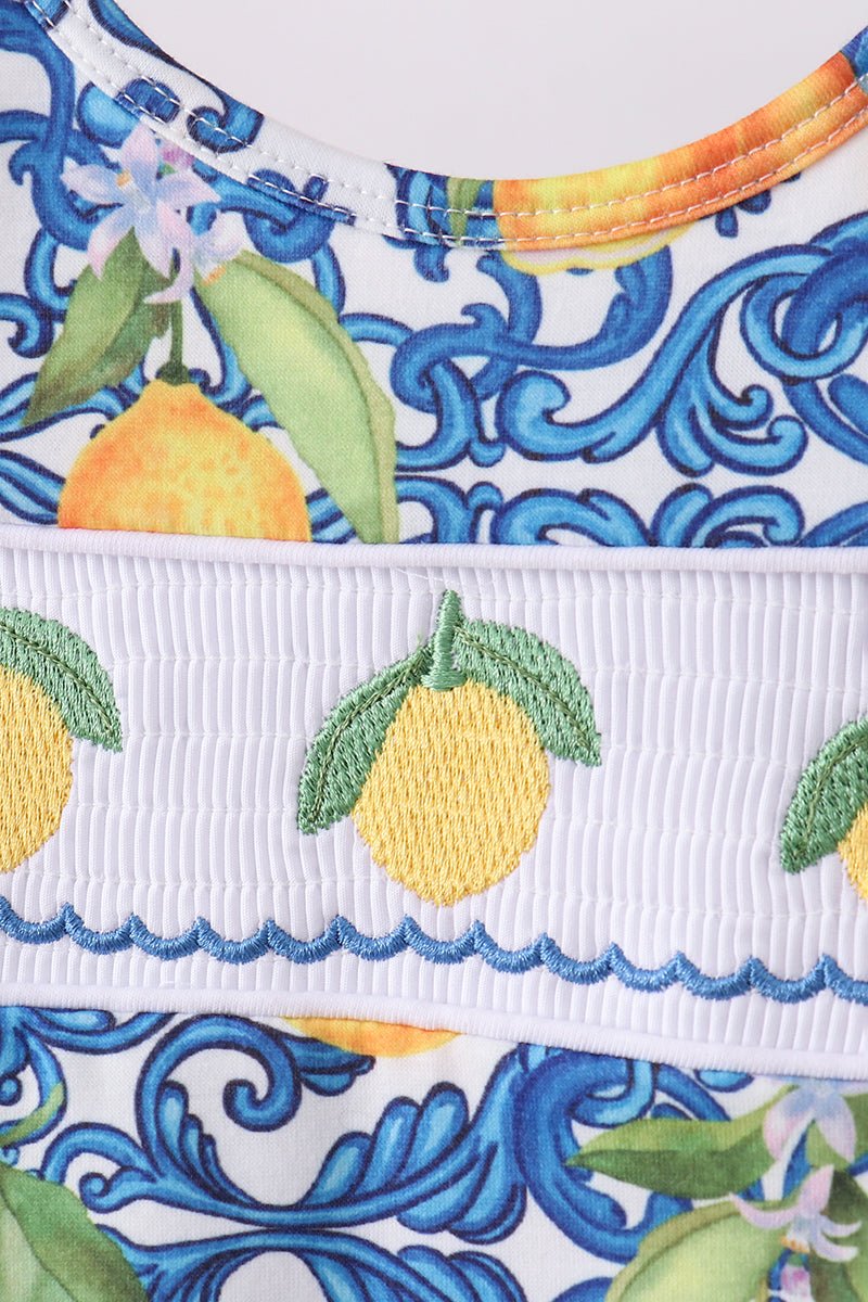 Lemon smocked ruffle bloomer set - Abbies Place