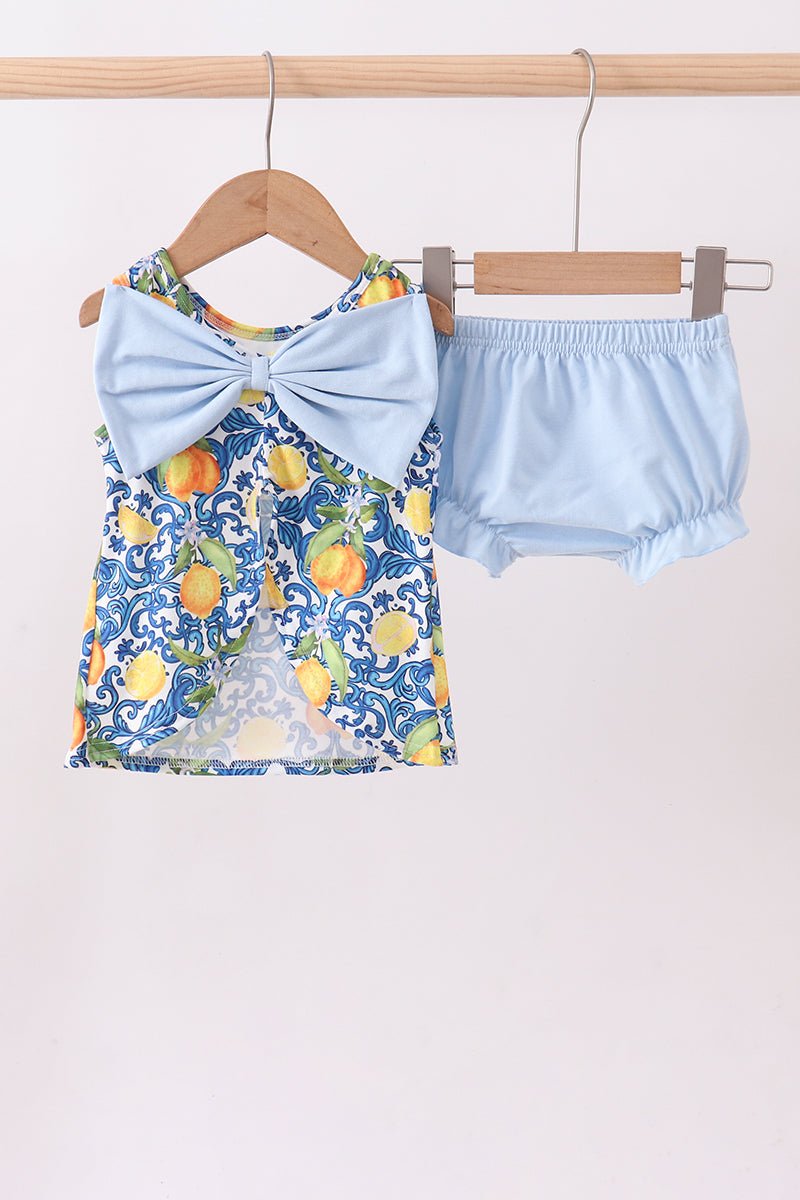 Lemon smocked ruffle bloomer set - Abbies Place