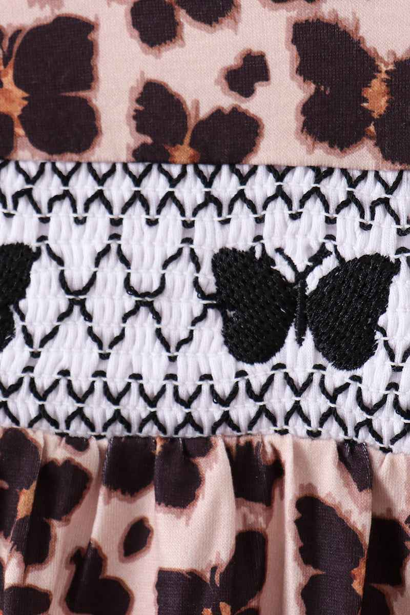 Leopard butterfly smocked ruffle bloomer set - Abbies Place