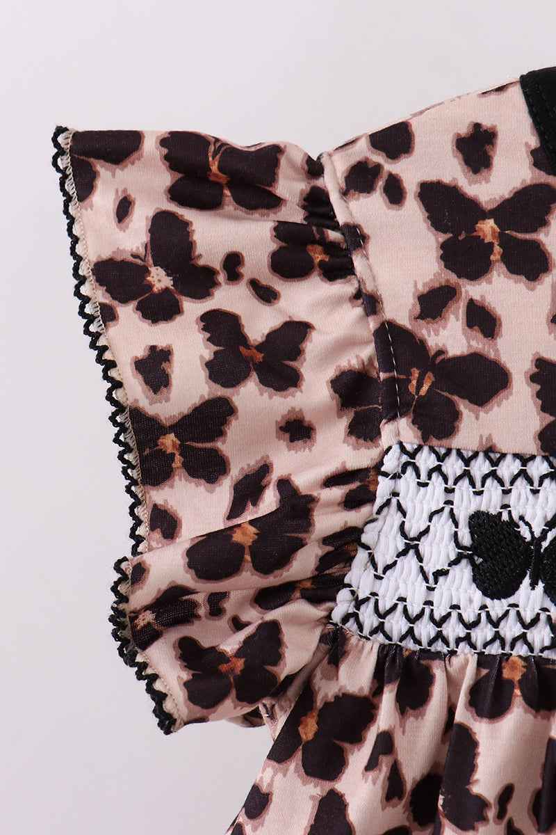 Leopard butterfly smocked ruffle bloomer set - Abbies Place