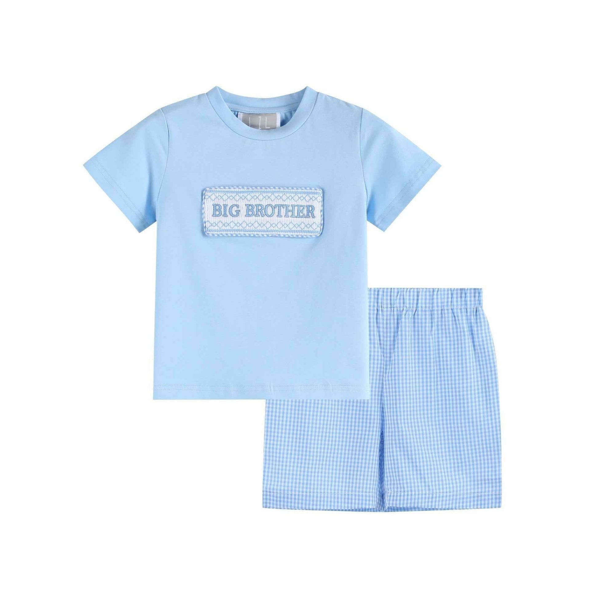 Light Blue Big Brother Smocked Shirt and Shorts Set - Abbies Place