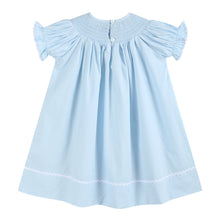 Load image into Gallery viewer, Light Blue Crosses Smocked Bishop Dress
