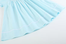 Load image into Gallery viewer, Light Blue Daisy Smocked Bishop Dress
