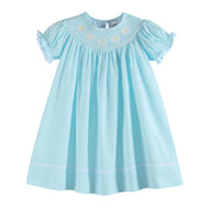 Light Blue Daisy Smocked Bishop Dress