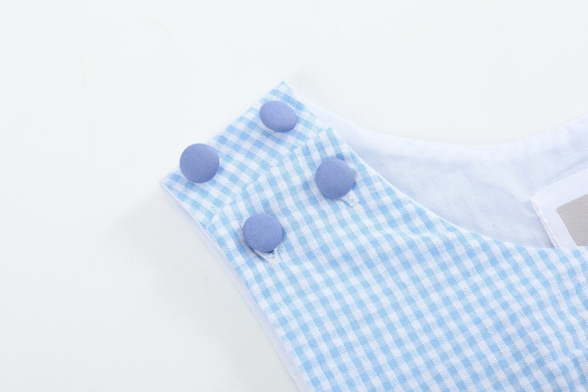 Light Blue Gingham Egg and Bunnies Smocked Shortall - Abbies Place
