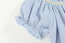 Load image into Gallery viewer, Light Blue Nativity Smocked Bishop Sleeve Dress
