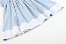 Load image into Gallery viewer, Light Blue Nativity Smocked Bishop Sleeve Dress
