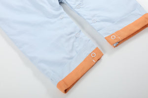 Light Blue Pumpkin Applique Overalls