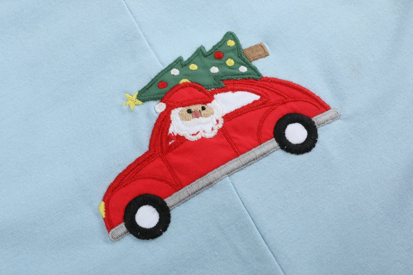 Light Blue Santa Christmas Car Overalls - Abbies Place