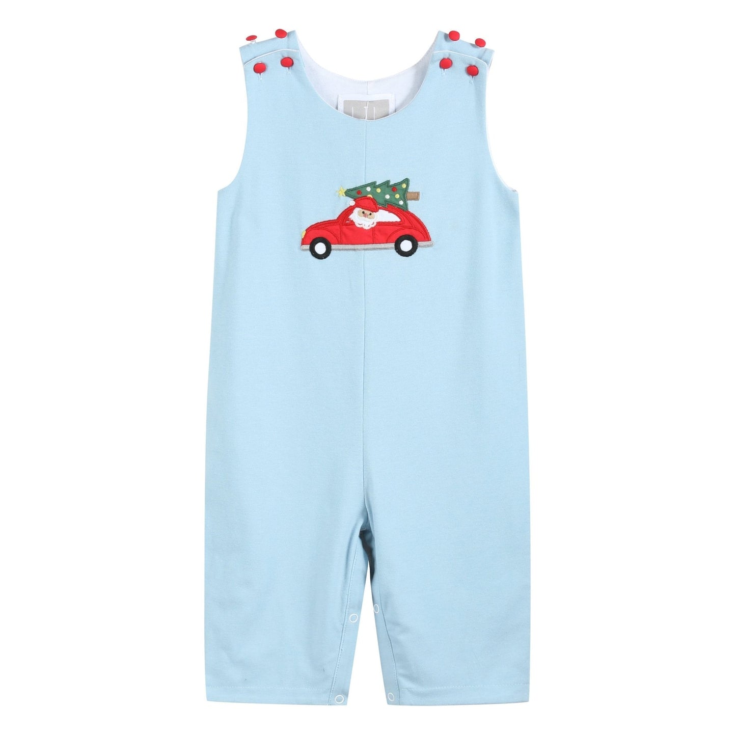 Light Blue Santa Christmas Car Overalls - Abbies Place