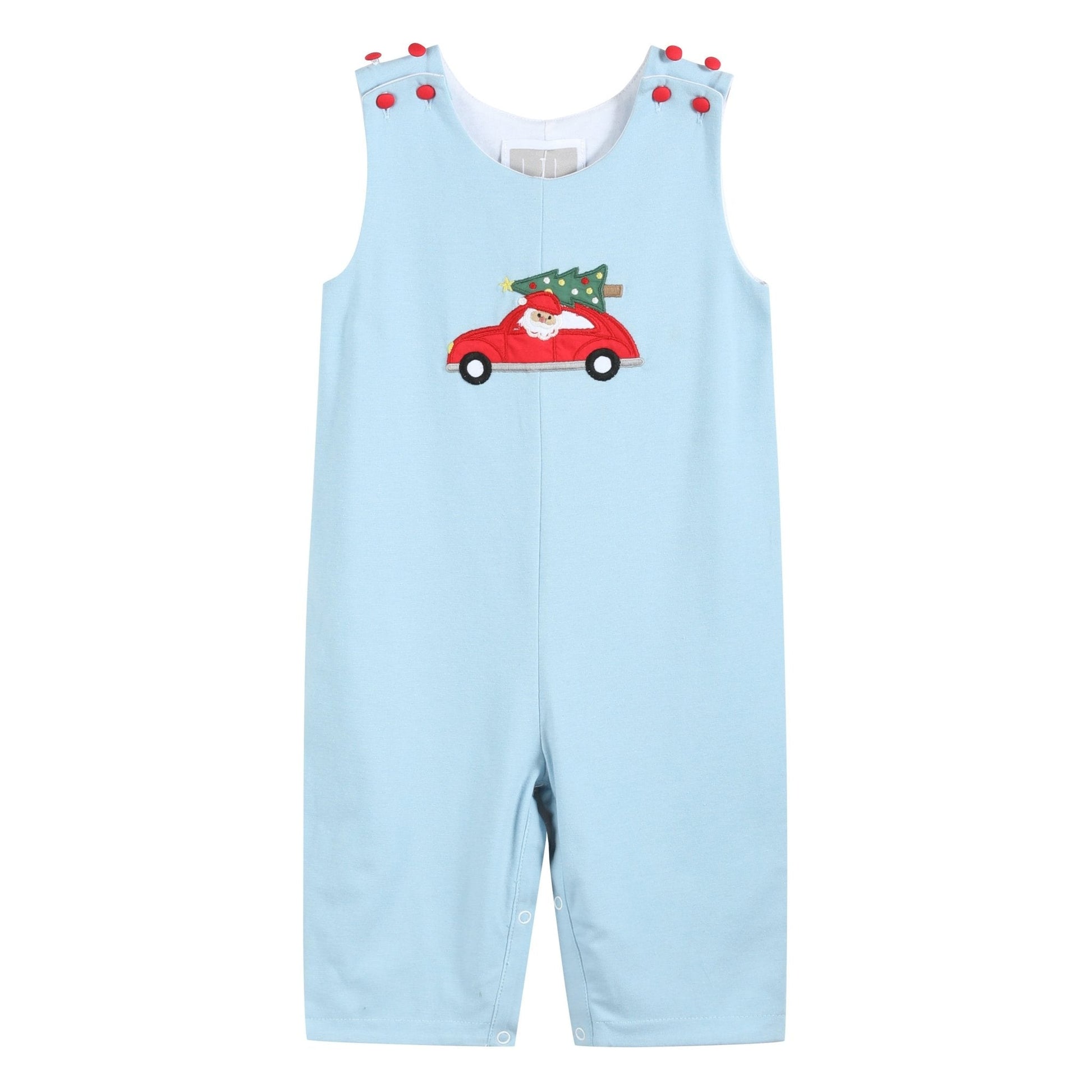 Light Blue Santa Christmas Car Overalls - Abbies Place