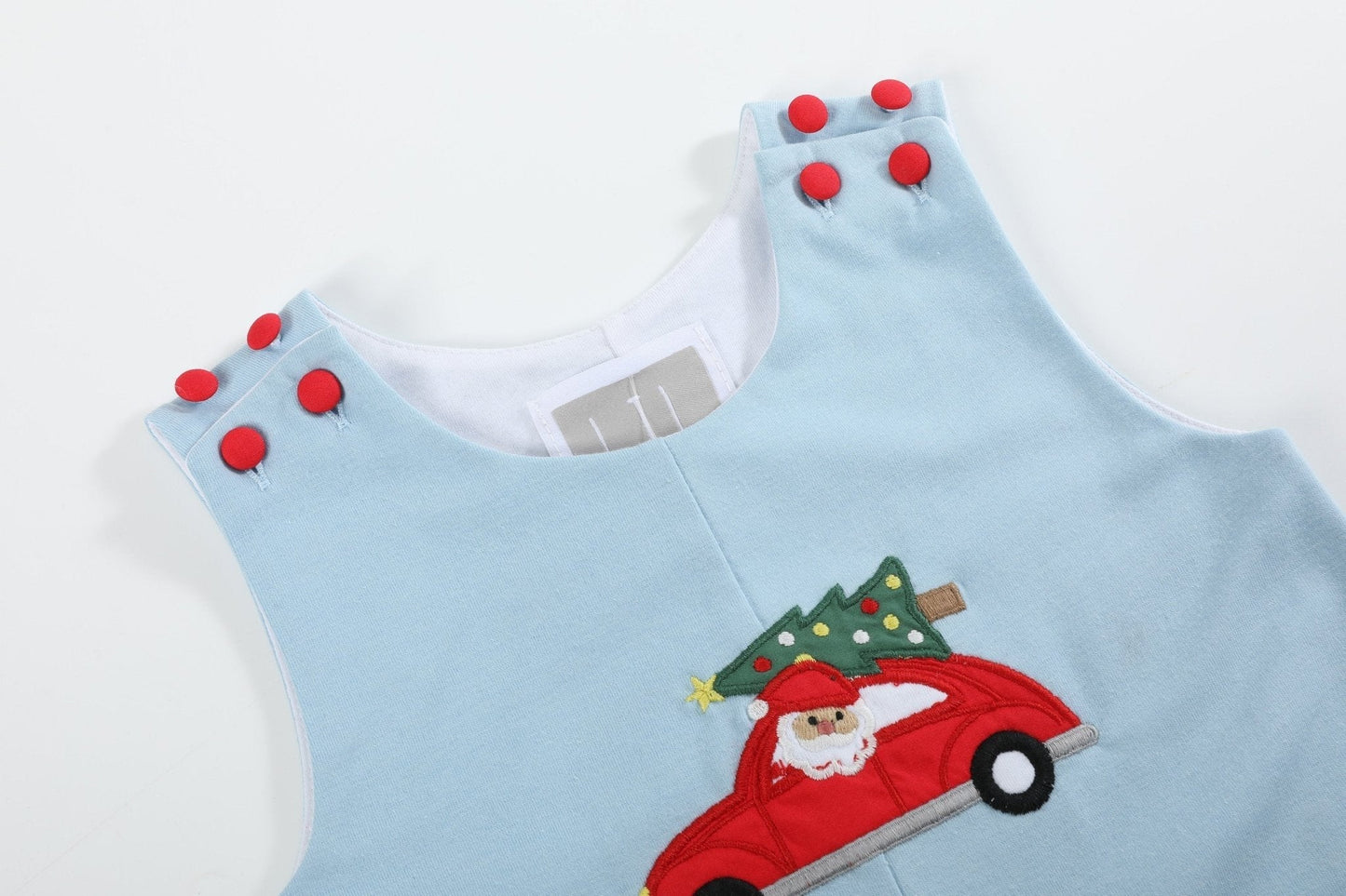Light Blue Santa Christmas Car Overalls - Abbies Place