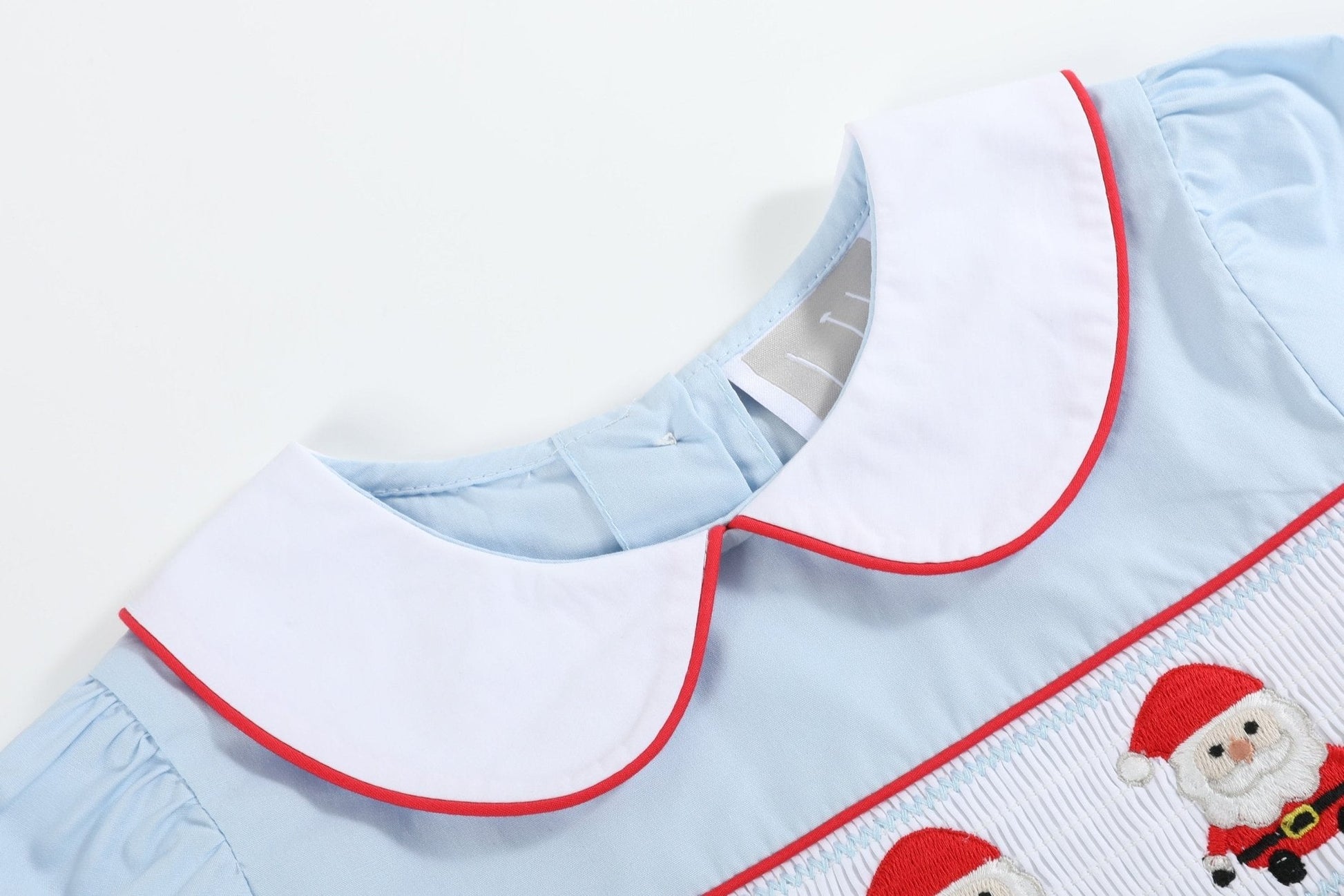 Light Blue Santa Smocked Dress - Abbies Place